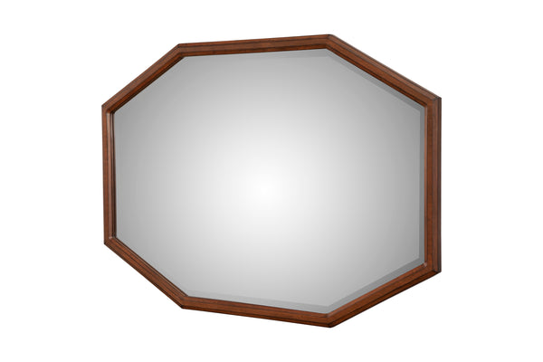 Trig Mirror - Octagonal Beveled Glass Accent with Pine Frame for Bedroom and Home Decor Style