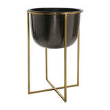 Sagebrook Home Glam Set of 2 -  Metal 25/21" Planter W/ Stand, Gunmetal/gold 15163 Gold Metal