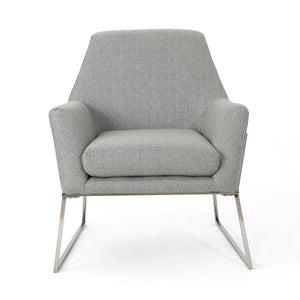 Zahara Modern Grey Fabric Chair with Stainless Steel Frame Noble House