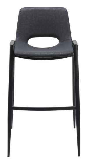 Zuo Modern Desi 100% Polyurethane, Plywood, Steel Modern Commercial Grade Barstool Set - Set of 2 Black 100% Polyurethane, Plywood, Steel