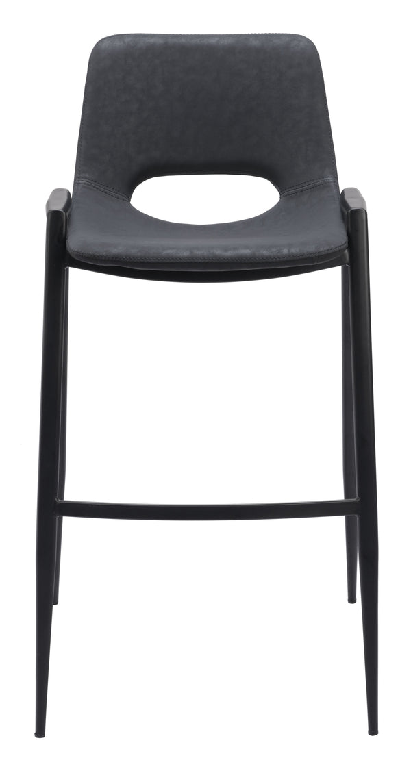 Zuo Modern Desi 100% Polyurethane, Plywood, Steel Modern Commercial Grade Barstool Set - Set of 2 Black 100% Polyurethane, Plywood, Steel