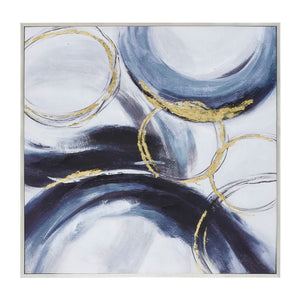 Sagebrook Home Contemporary 40x40 Handpainted Circles Canvas, Blue 70111 Blue Mdf