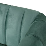 Richland Modern Glam Velvet Channel Stitch 3 Seater Sofa, Turquoise and Walnut Noble House