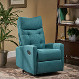 Noble House Woodglen Contemporary Glider Swivel Push Back Nursery Recliner - Teal and Black Finish