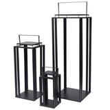 Sagebrook Home Contemporary Metal, Set of 3 -  13/24/36 Open Square Lanterns, Black 17615 Black Iron