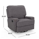 Crockett Glider Recliner with Swivel, Traditional, Charcoal Gray Tweed Noble House
