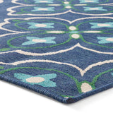 Camelia Outdoor 7'10" x 10' Medallion Area Rug, Blue and Green Noble House