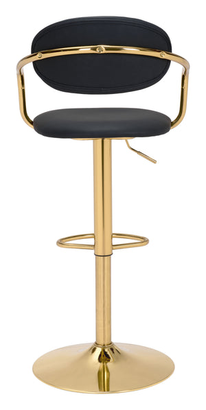 Zuo Modern Gusto 100% Polyurethane, Plywood, Steel Modern Commercial Grade Barstool Black, Gold 100% Polyurethane, Plywood, Steel