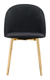 Zuo Modern Cozy 100% Polyester, Plywood, Steel Modern Commercial Grade Dining Chair Set - Set of 2 Black, Gold 100% Polyester, Plywood, Steel