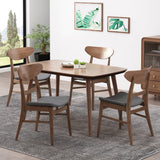 Noble House Idalia Mid-Century Modern Dining Chairs (Set of 4), Dark Gray and Walnut