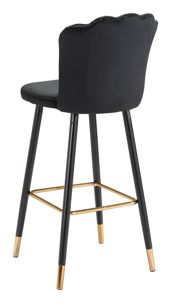 Zuo Modern Zinclair 100% Polyester, Plywood, Steel Modern Commercial Grade Barstool Black, Gold 100% Polyester, Plywood, Steel