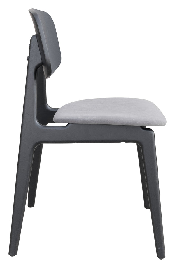 Zuo Modern Othello 100% Polyester, Rubberwood Scandinavian Commercial Grade Dining Chair Set - Set of 2 Gray, Black 100% Polyester, Rubberwood