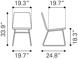 Zuo Modern Laporte Steel, Polyethylene Modern Commercial Grade Dining Chair Set - Set of 2 Natural, Black Steel, Polyethylene