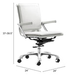 Zuo Modern Lider 100% Polyurethane, Steel, Aluminum Alloy Modern Commercial Grade Office Chair White, Silver 100% Polyurethane, Steel, Aluminum Alloy