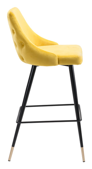 Zuo Modern Piccolo 100% Polyester, Plywood, Steel Modern Commercial Grade Barstool Yellow, Black, Gold 100% Polyester, Plywood, Steel