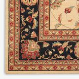 Nourison Living Treasures LI04 Persian Machine Made Loomed Indoor only Area Rug Ivory/Black 8'3" x 11'3" 99446677303