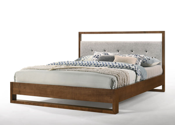 VIG Furniture Nova Domus Falcor - Modern Grey Fabric & Walnut Veneer Bed VGMABR-107-BED