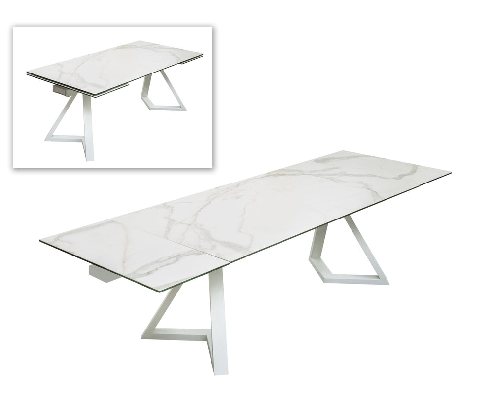 VIG Furniture Modrest Farrell - Modern White Ceramic Extendable Dining Table VGYFDT8765-3C-WHT-DT