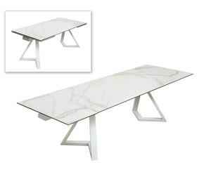 VIG Furniture Modrest Farrell - Modern White Ceramic Extendable Dining Table VGYFDT8765-3C-WHT-DT