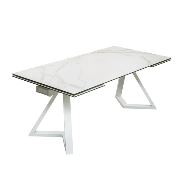 VIG Furniture Modrest Farrell - Modern White Ceramic Extendable Dining Table VGYFDT8765-3C-WHT-DT