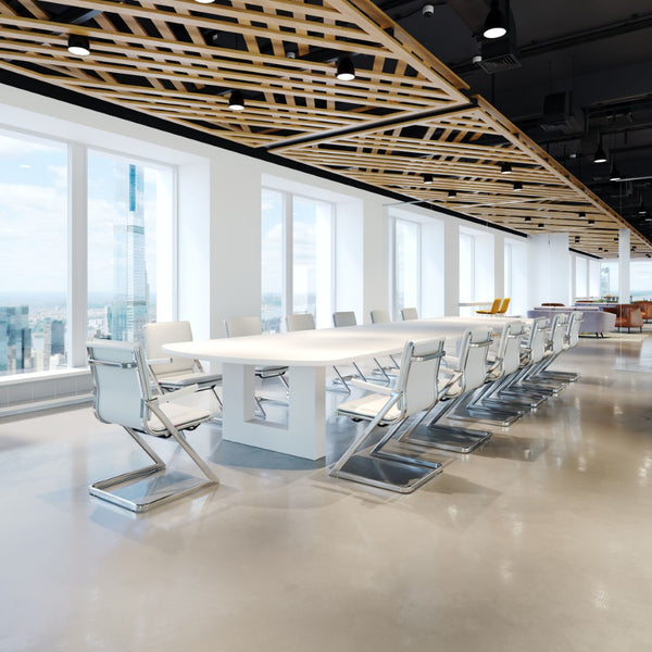 Zuo Modern Lider 100% Polyurethane, Steel Modern Commercial Grade Conference Chair Set - Set of 2 White, Silver 100% Polyurethane, Steel