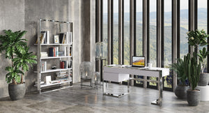 VIG Furniture Modrest Fauna - Modern White High Gloss & Stainless Steel Desk VGBBBN-2DK-WHT-DESK