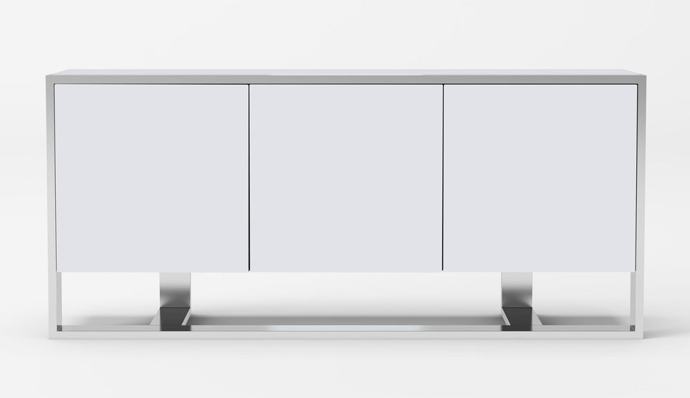 VIG Furniture Modrest Fauna - Modern White High Gloss & Stainless Steel Buffet VGBBBN-2M-WHT-BUF