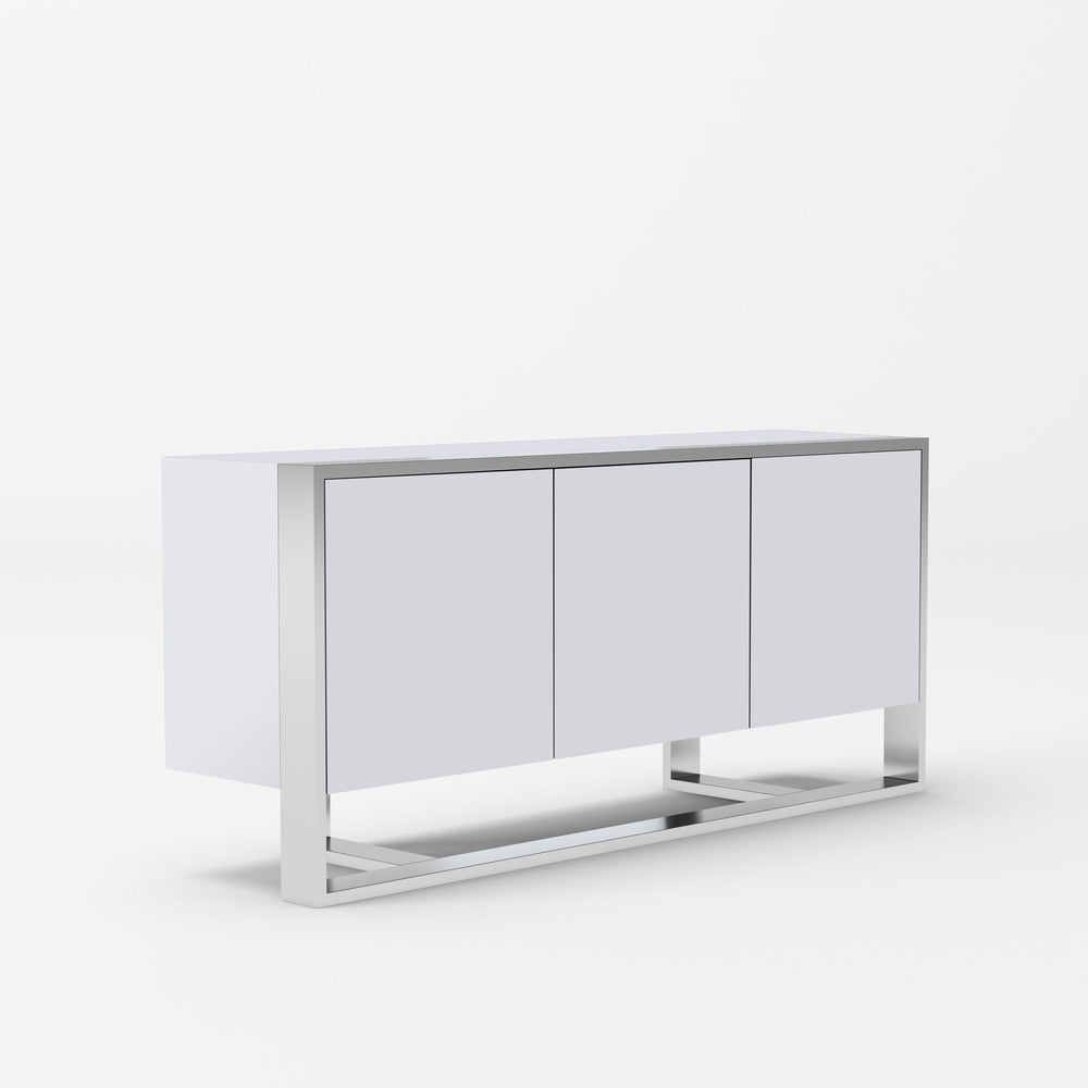 VIG Furniture Modrest Fauna - Modern White High Gloss & Stainless Steel Buffet VGBBBN-2M-WHT-BUF