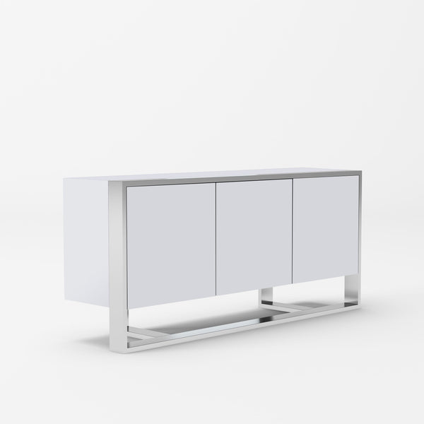 VIG Furniture Modrest Fauna - Modern White High Gloss & Stainless Steel Buffet VGBBBN-2M-WHT-BUF