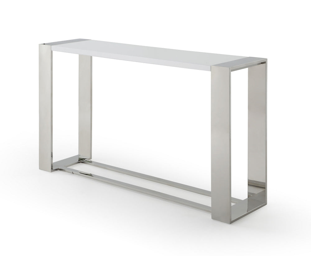 VIG Furniture Modrest Fauna - Modern White High Gloss & Stainless Steel Console Table VGBBBN-2X-CT-WHT