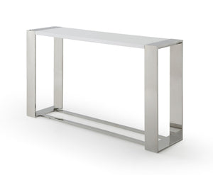 VIG Furniture Modrest Fauna - Modern White High Gloss & Stainless Steel Console Table VGBBBN-2X-CT-WHT