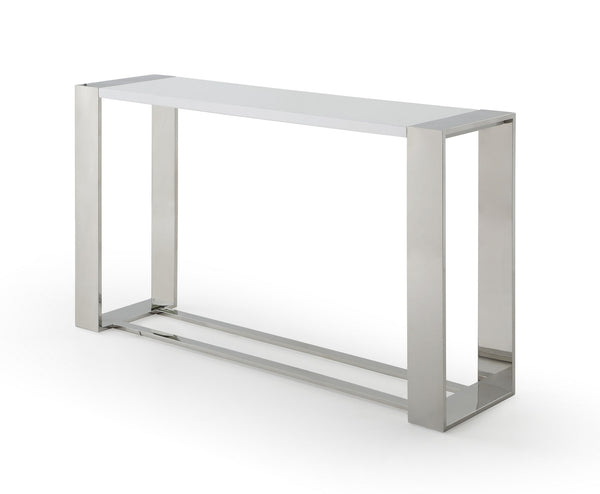 VIG Furniture Modrest Fauna - Modern White High Gloss & Stainless Steel Console Table VGBBBN-2X-CT-WHT
