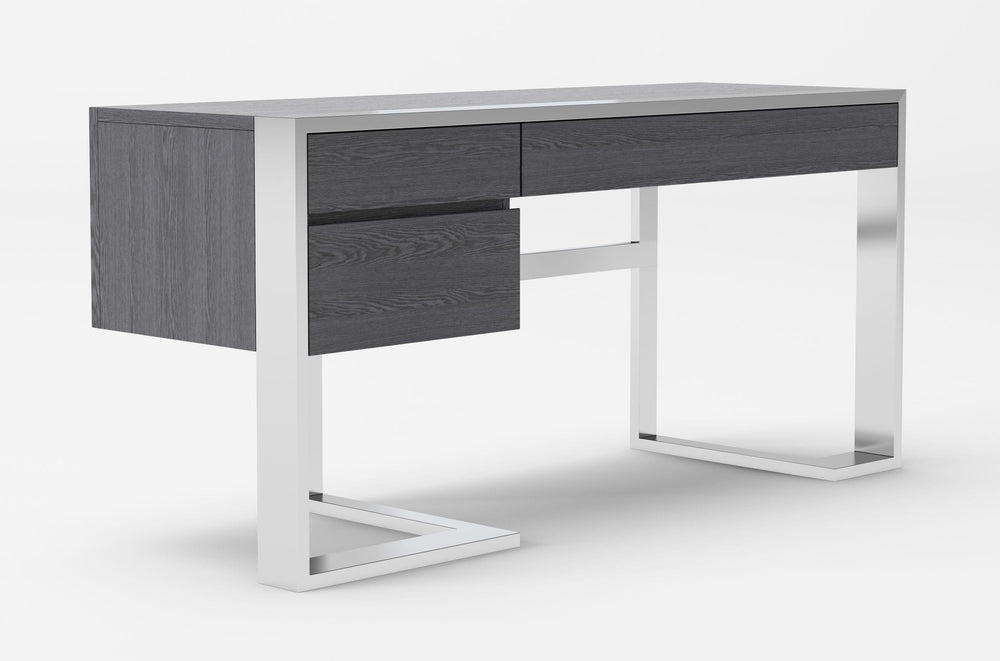 VIG Furniture Modrest Fauna - Modern Elm Grey & Stainless Steel Desk VGBBBN-2DK-GRY-DESK