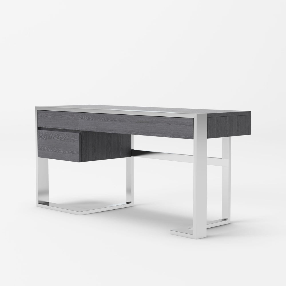 VIG Furniture Modrest Fauna - Modern Elm Grey & Stainless Steel Desk VGBBBN-2DK-GRY-DESK