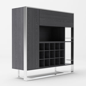 VIG Furniture Modrest Fauna - Elm Grey & Stainless Steel Wine Cabinet VGBBBN-2W-CAB
