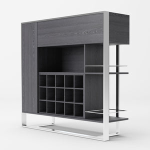 VIG Furniture Modrest Fauna - Elm Grey & Stainless Steel Wine Cabinet VGBBBN-2W-CAB