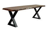Porter Designs Manzanita Live Edge Solid Acacia Wood Natural Dining Bench Brown 07-196-13-BN58HX-KIT