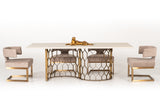 VIG Furniture Modrest Faye Modern White Concrete & Antique Brass Dining Table VGLBCHAR-DT220