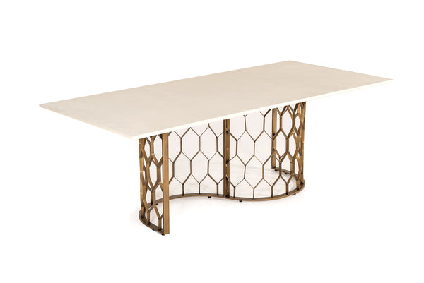 VIG Furniture Modrest Faye Modern White Concrete & Antique Brass Dining Table VGLBCHAR-DT220