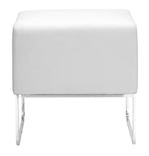 Zuo Modern Plush 100% Polyurethane, Plywood, Steel Modern Commercial Grade Ottoman White, Chrome 100% Polyurethane, Plywood, Steel