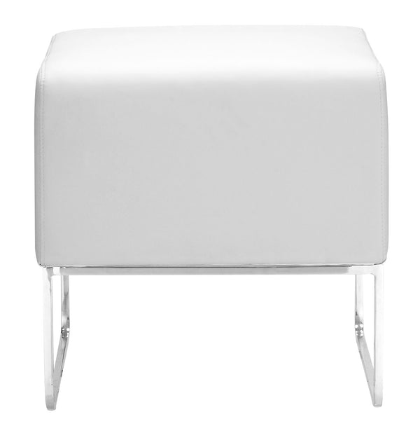 Zuo Modern Plush 100% Polyurethane, Plywood, Steel Modern Commercial Grade Ottoman White, Chrome 100% Polyurethane, Plywood, Steel