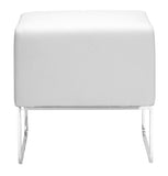 Zuo Modern Plush 100% Polyurethane, Plywood, Steel Modern Commercial Grade Ottoman White, Chrome 100% Polyurethane, Plywood, Steel