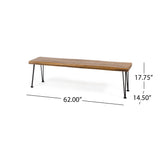 Zion Outdoor Modern Industrial Acacia Wood Bench with Metal Hairpin Legs, Teak and Rustic Metal Noble House