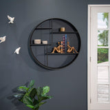 Sagebrook Home Contemporary Metal 36" Round Wall Shelf, Black 14752-01 Black Iron