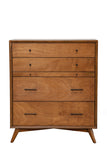 Alpine Furniture Flynn Mid Century Modern 4 Drawer Multifunction Chest w/Pull Out Tray, Acorn 966-05 Acorn Mahogany Solids & Okoume Veneer 38 x 18 x 43