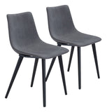 Zuo Modern Daniel 100% Polyester, Plywood, Steel Modern Commercial Grade Dining Chair Set - Set of 2 Gray, Black 100% Polyester, Plywood, Steel