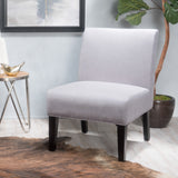 Kassi Contemporary Fabric Slipper Accent Chair, Light Gray and Matte Black Noble House