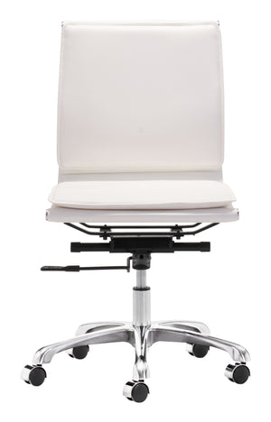 Zuo Modern Lider 100% Polyurethane, Steel, Aluminum Alloy Modern Commercial Grade Armless Office Chair White, Silver 100% Polyurethane, Steel, Aluminum Alloy