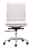 Zuo Modern Lider 100% Polyurethane, Steel, Aluminum Alloy Modern Commercial Grade Armless Office Chair White, Silver 100% Polyurethane, Steel, Aluminum Alloy