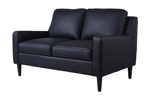 Porter Designs Lazio High Quality Leather Modern Loveseat Black 02-204C-02-5990